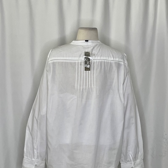 NWT!! J. CREW Pintuck Lace Trim Cotton Voile Solid White Top Blouse Large - Picture 10 of 16
